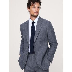 Banana Republic Tailored Slim 2-Button Classic Blazer Dark Grey Linen Cotton 42R